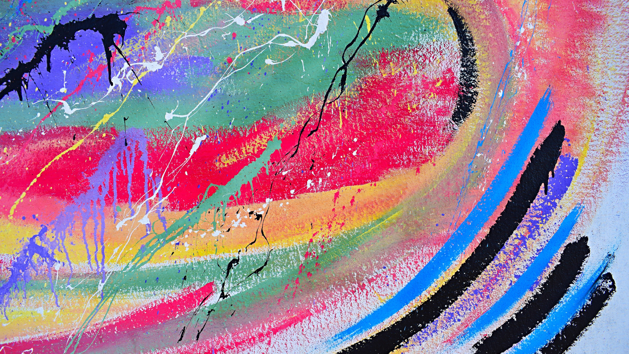 Pintura Abstracta Azul Rojo y Amarillo. Wallpaper in 1280x720 Resolution