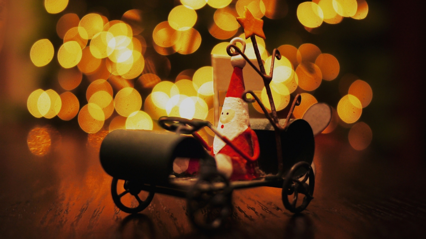 Santa Claus, Le Jour De Noël, Les Lumières de Noël, Ornement de Noël, Décoration de Noël. Wallpaper in 1366x768 Resolution