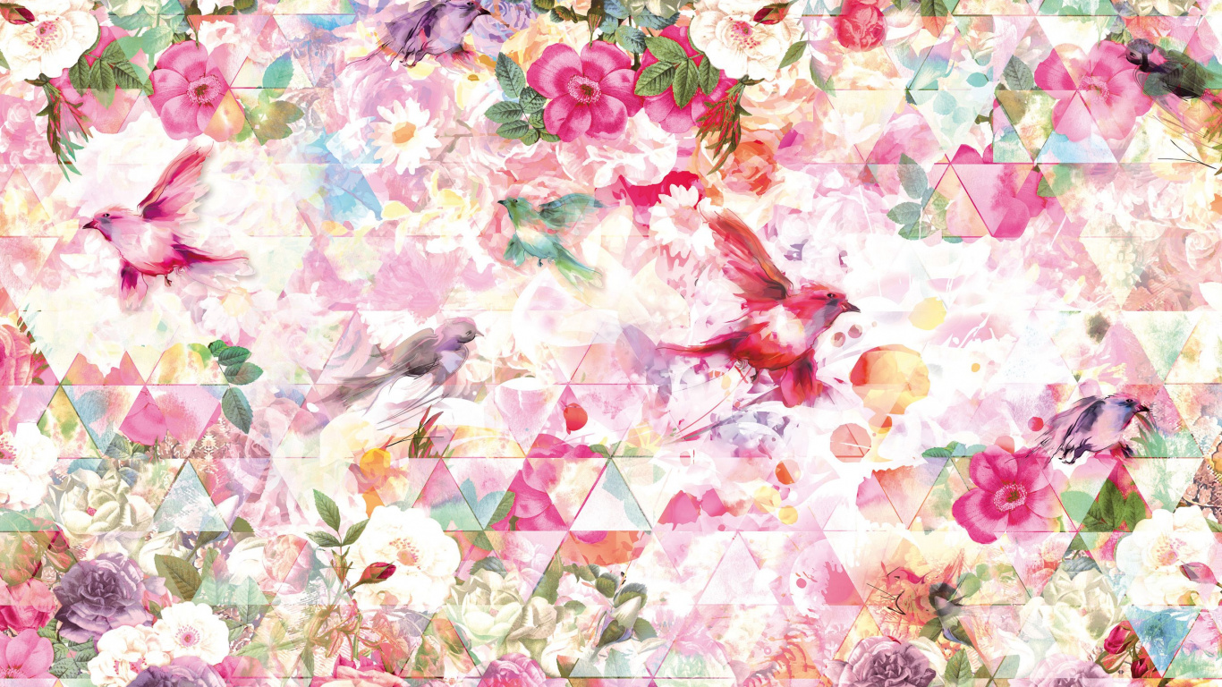 Textile Floral Rose et Blanc. Wallpaper in 1366x768 Resolution