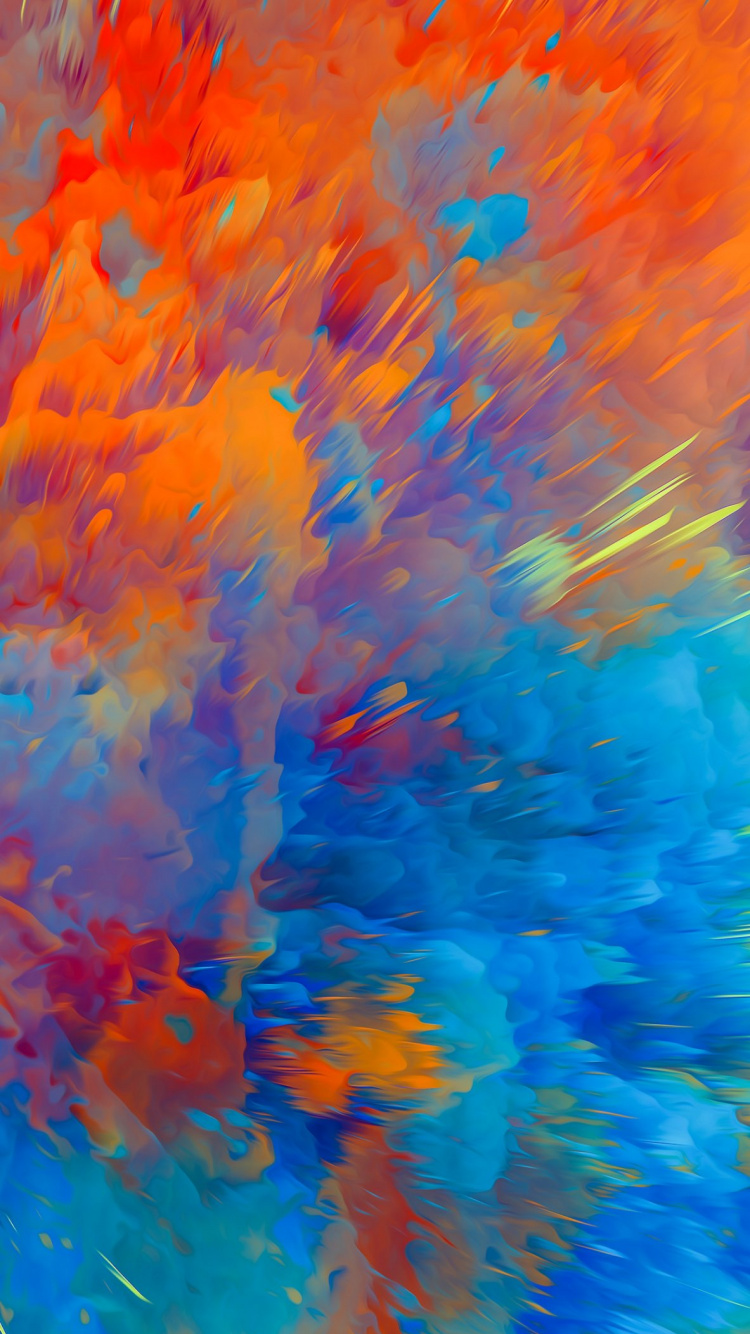 Explosión de Color de Hk3ton, Color, Azul, Naranja, Rojo. Wallpaper in 750x1334 Resolution