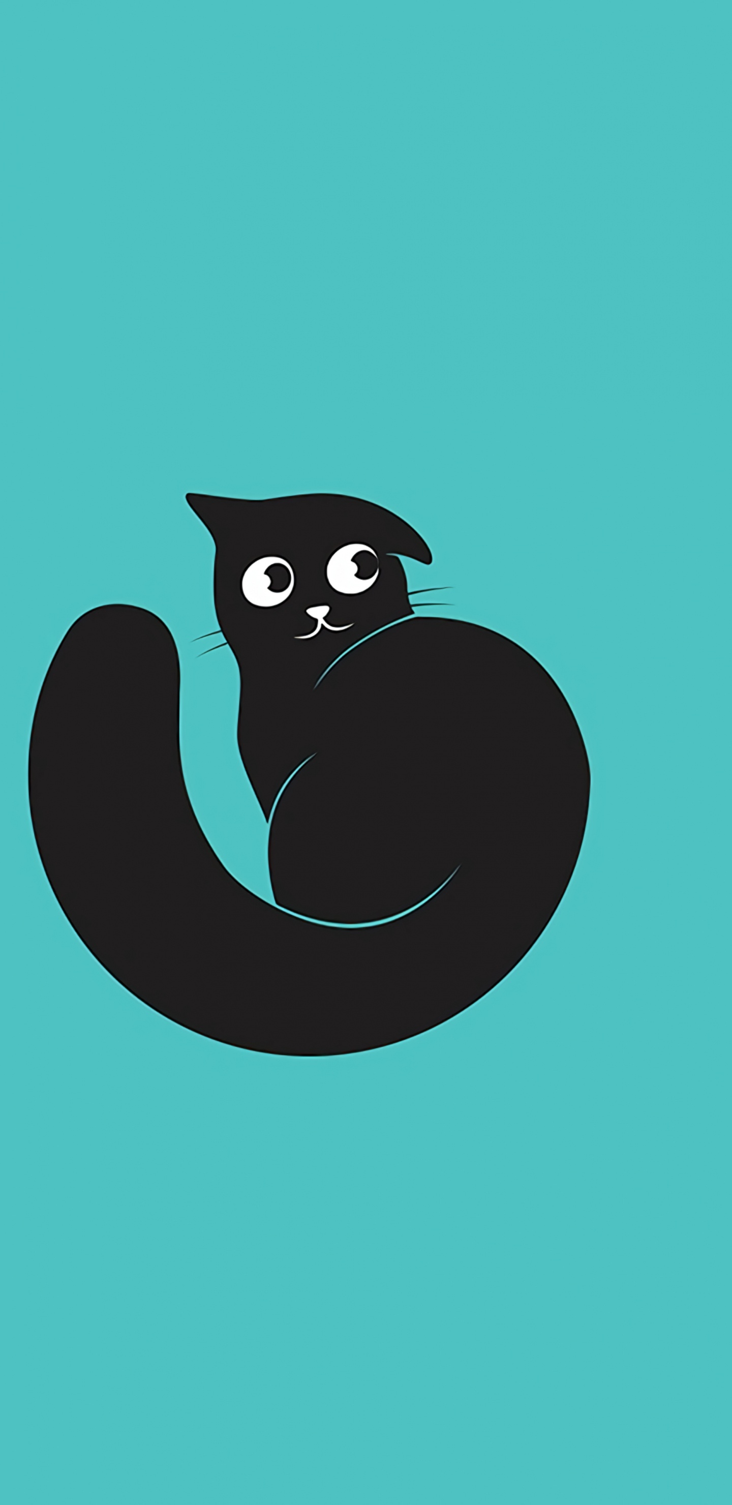 Black and White Cat Cartoon Character. Wallpaper in 1440x2960 Resolution