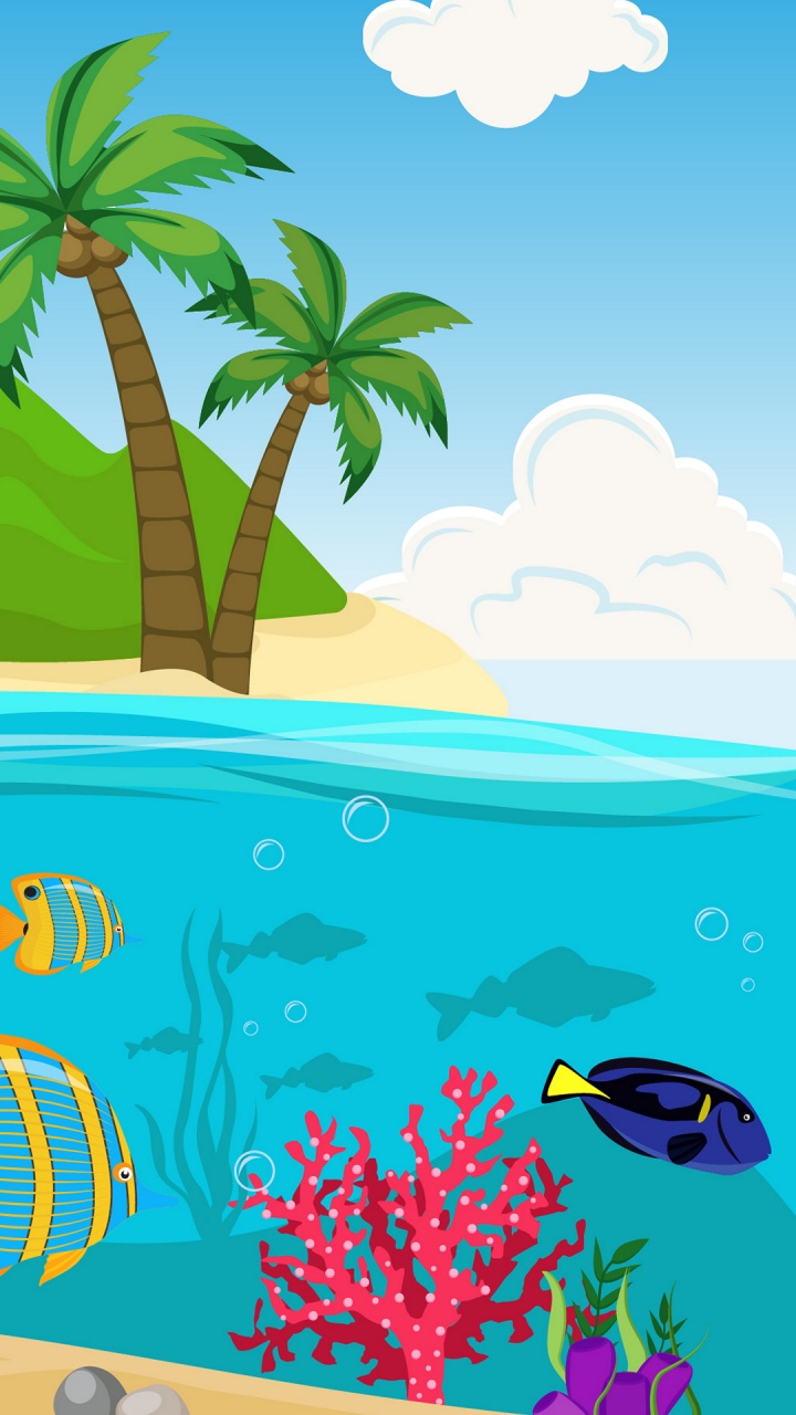 Cartoon, Meer, Illustration, Blatt, Woody Pflanze. Wallpaper in 720x1280 Resolution