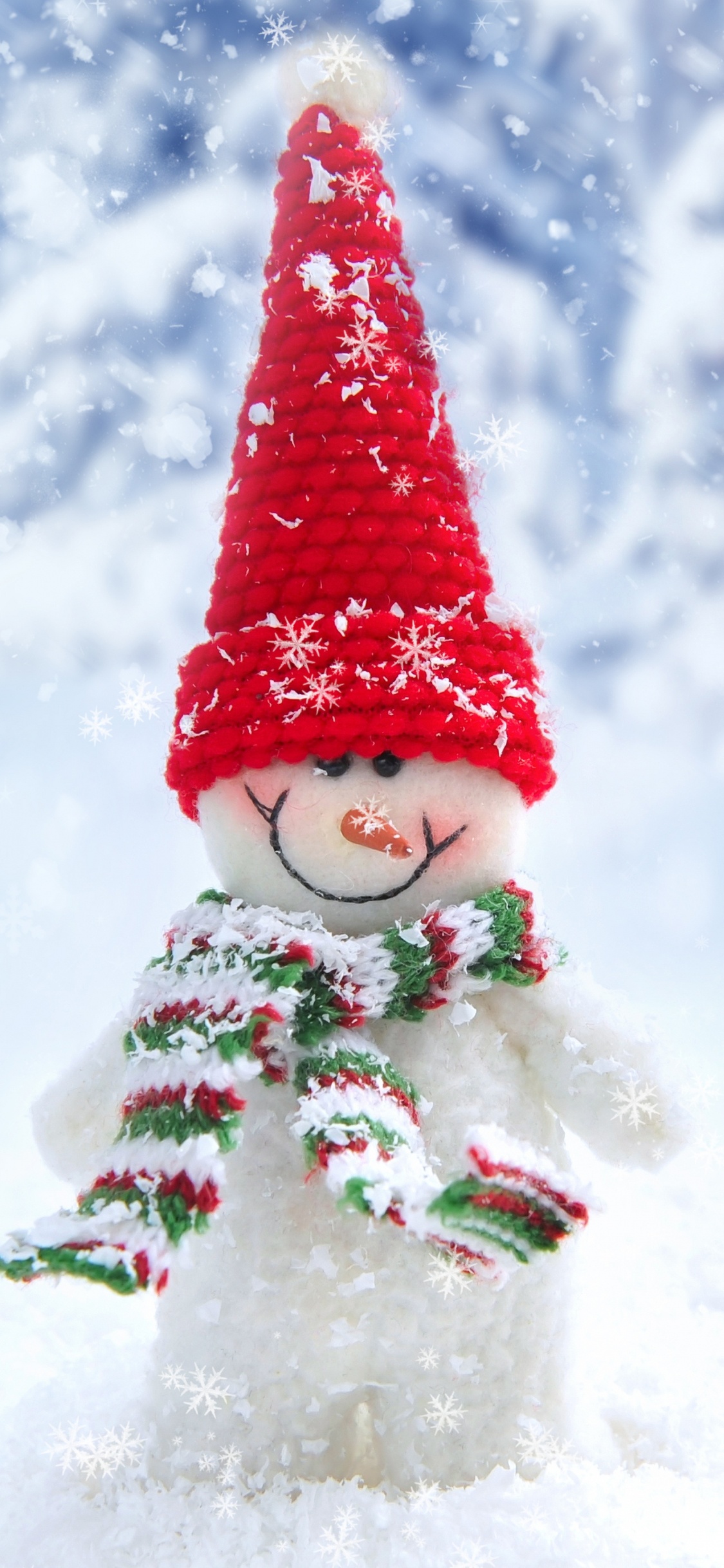 Snowman, Snow, Winter, Tree, Christmas Tree. Wallpaper in 1125x2436 Resolution