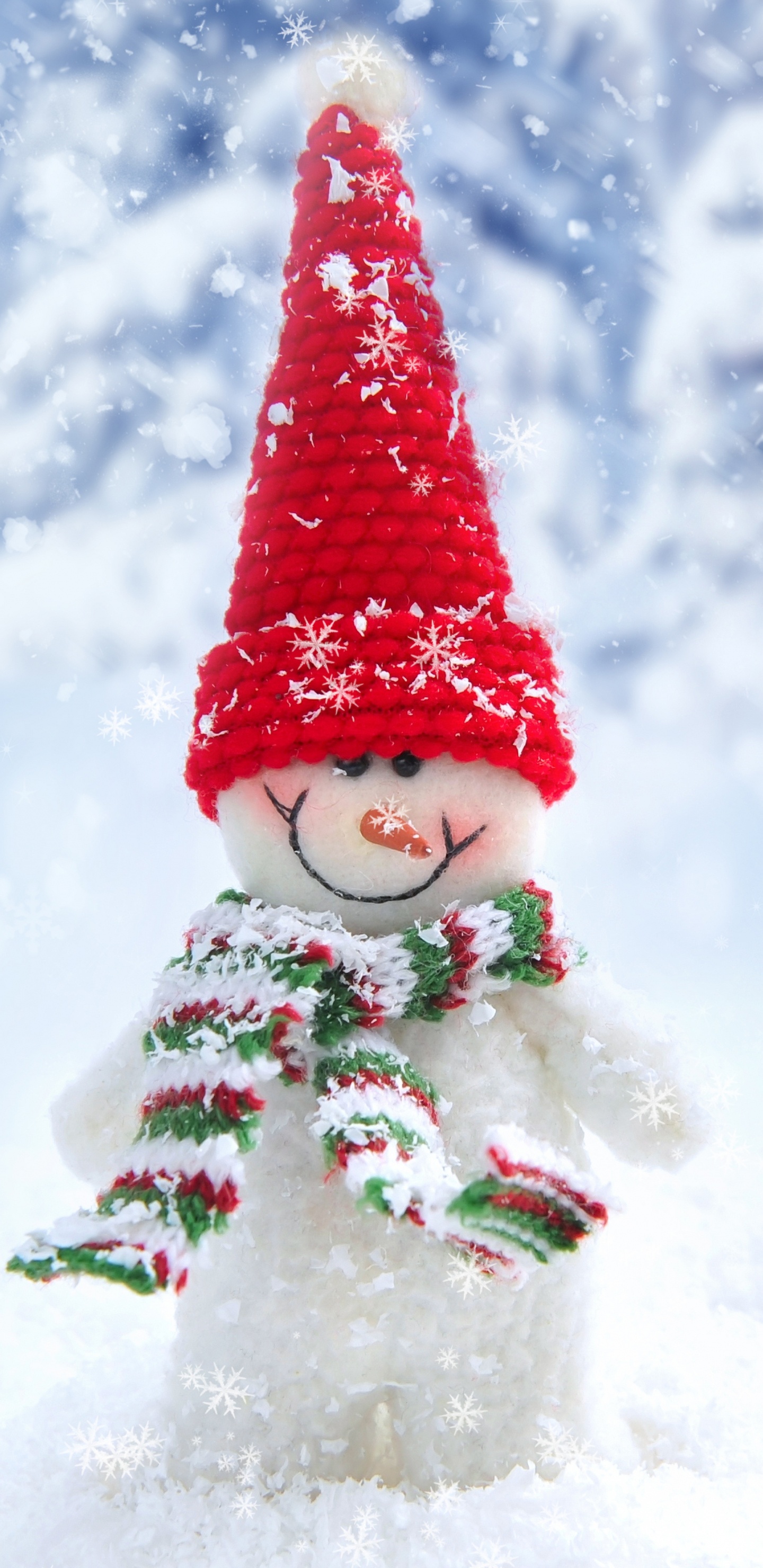 Snowman, Snow, Winter, Tree, Christmas Tree. Wallpaper in 1440x2960 Resolution