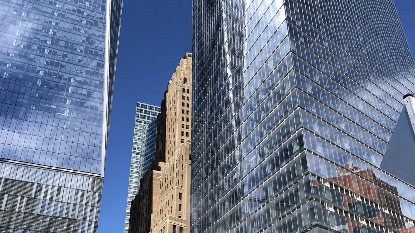 New York City, Tower Block, Blau, Architektur, Tageszeit. Wallpaper in 1366x768 Resolution