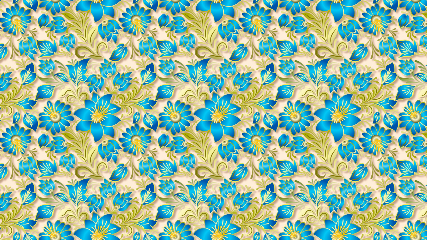 Textil Floral Azul y Blanco. Wallpaper in 1366x768 Resolution