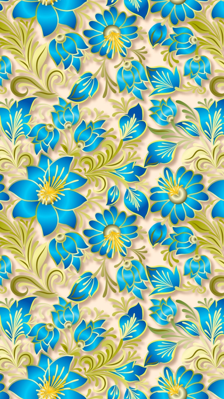 Blue and White Floral Textile. Wallpaper in 720x1280 Resolution