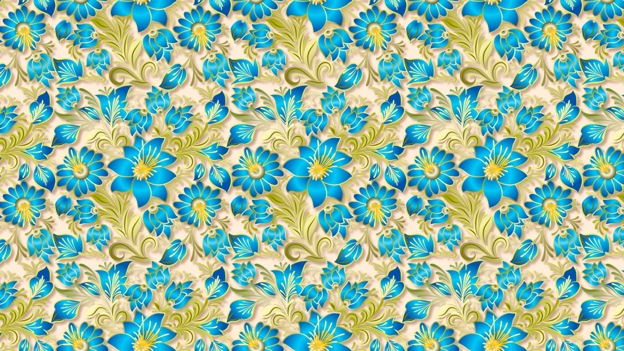 Blau-weißes Florales Textil. Wallpaper in 1280x720 Resolution