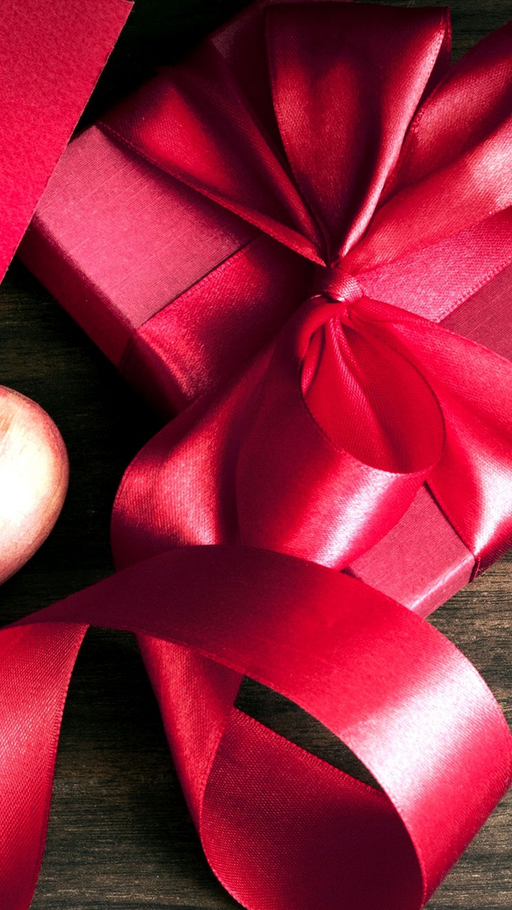 礼物, 红色的, 粉红色, 丝带, 心脏 壁纸 720x1280 允许