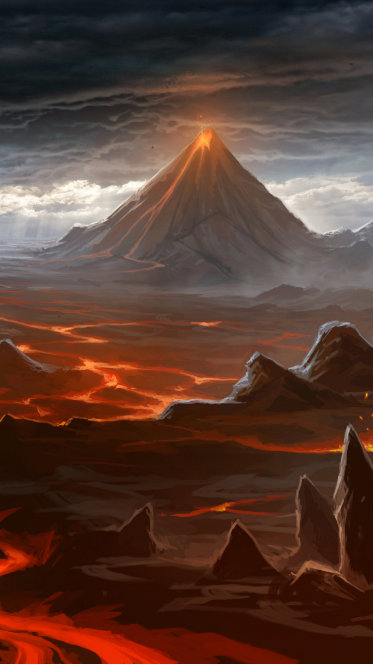 Montagnes Brunes et Noires Sous Des Nuages Blancs. Wallpaper in 750x1334 Resolution