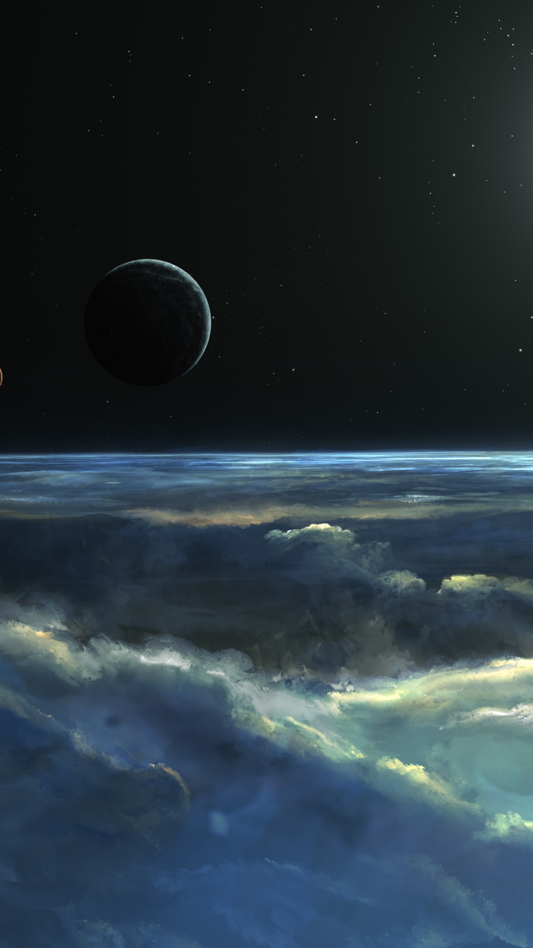 Nuages Blancs et Lune Pendant la Nuit. Wallpaper in 1080x1920 Resolution