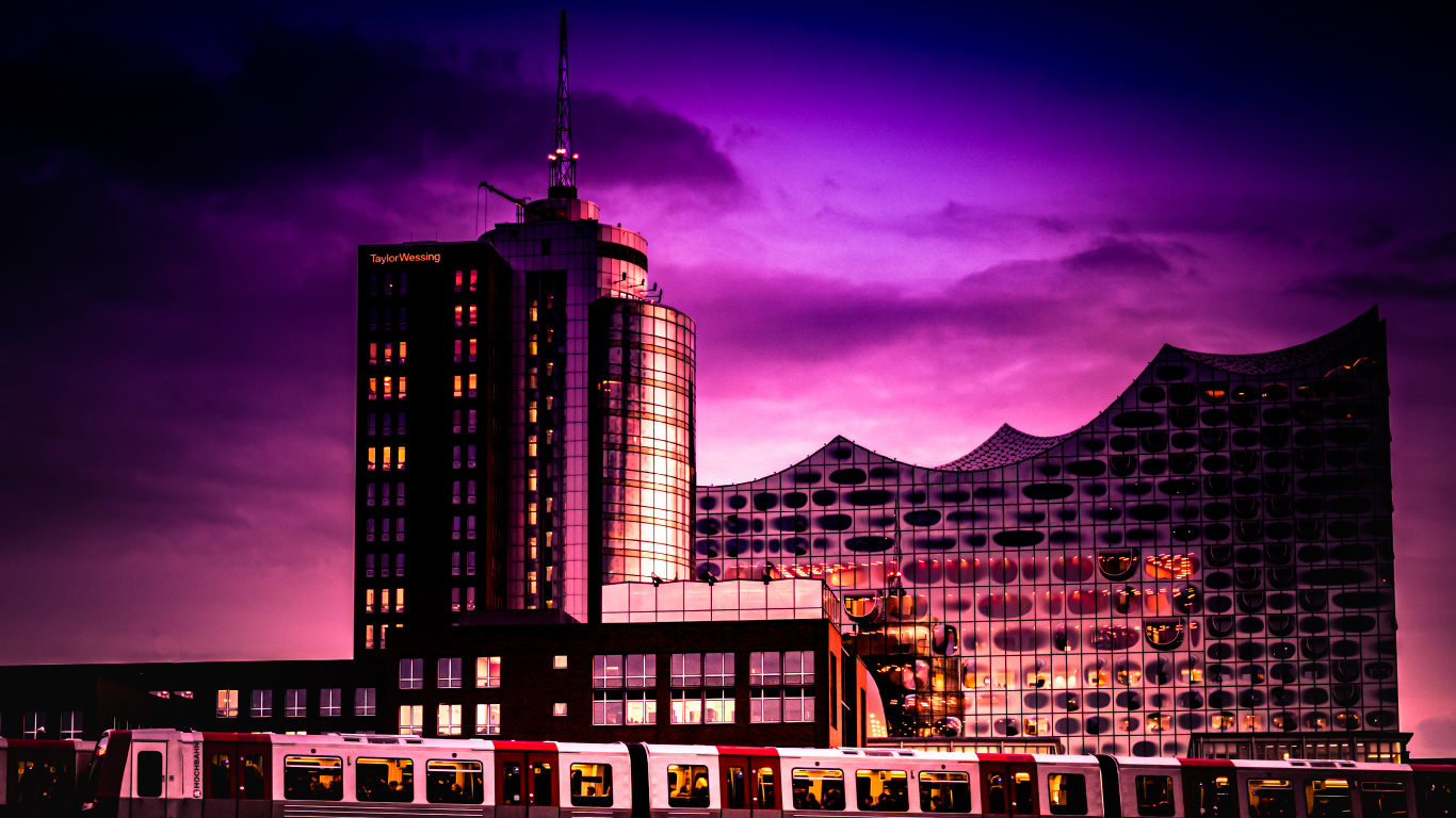 Architecture, Bâtiment, Gratte-ciel, Purple, Tour de Bloc. Wallpaper in 1366x768 Resolution