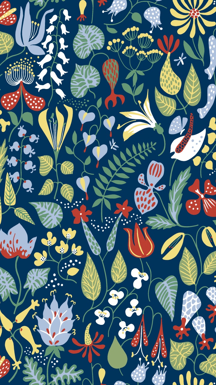 Blau-weißes Und Oranges Florales Textil. Wallpaper in 720x1280 Resolution