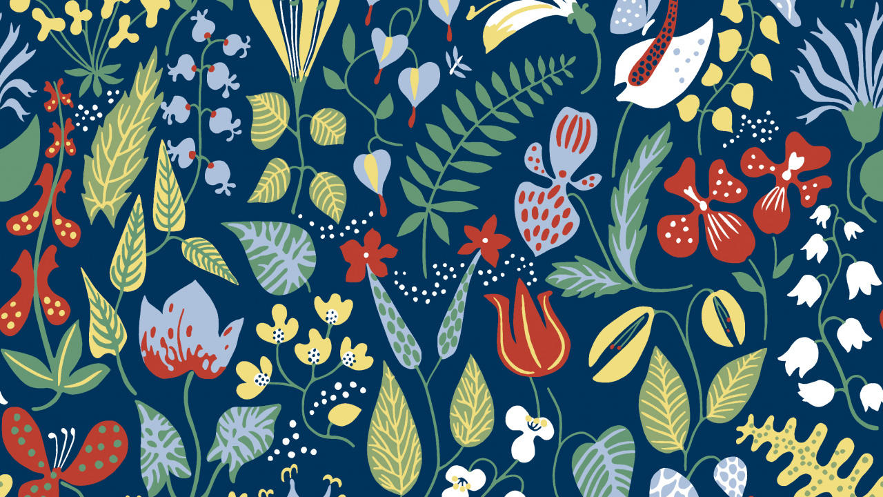 Textil Floral Azul, Blanco y Naranja. Wallpaper in 1280x720 Resolution