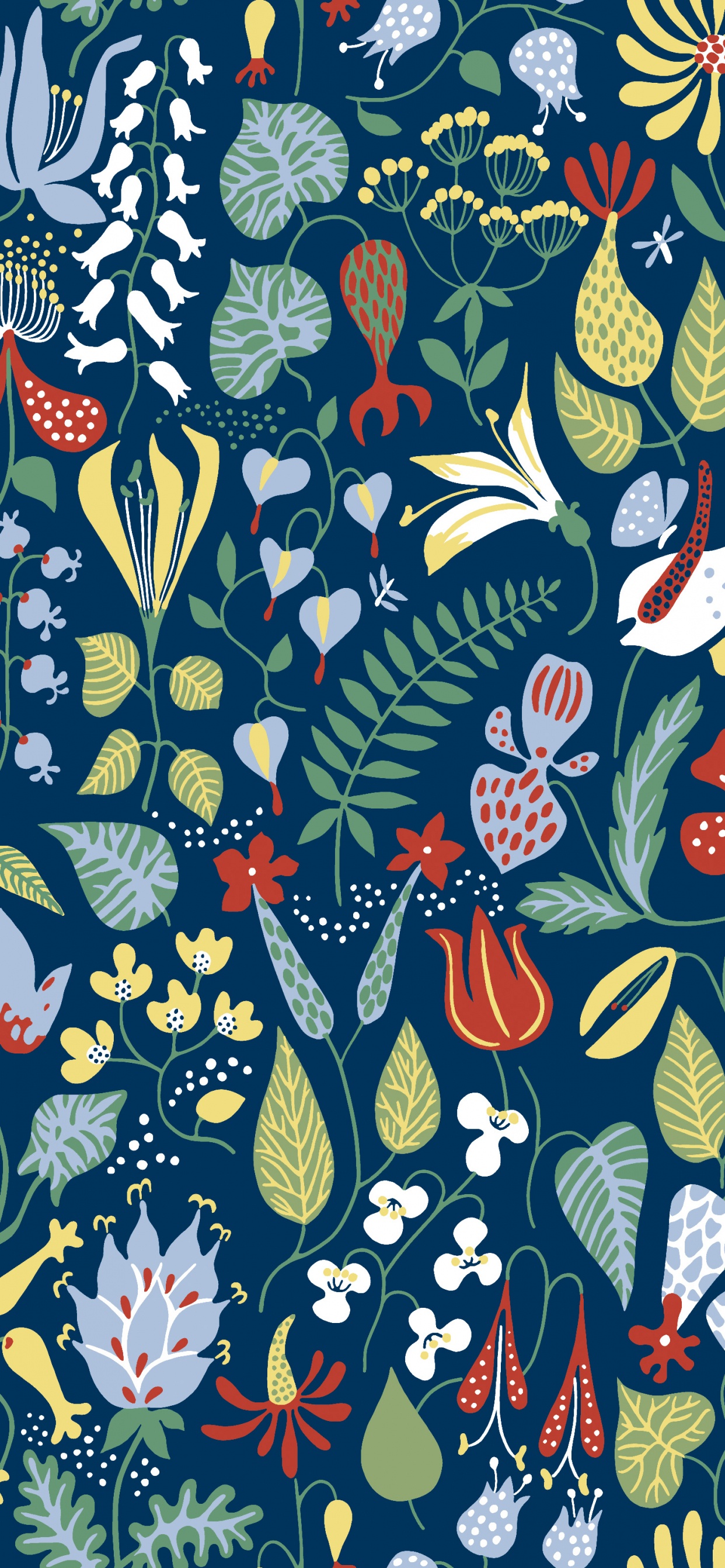 Blue White and Orange Floral Textile. Wallpaper in 1242x2688 Resolution