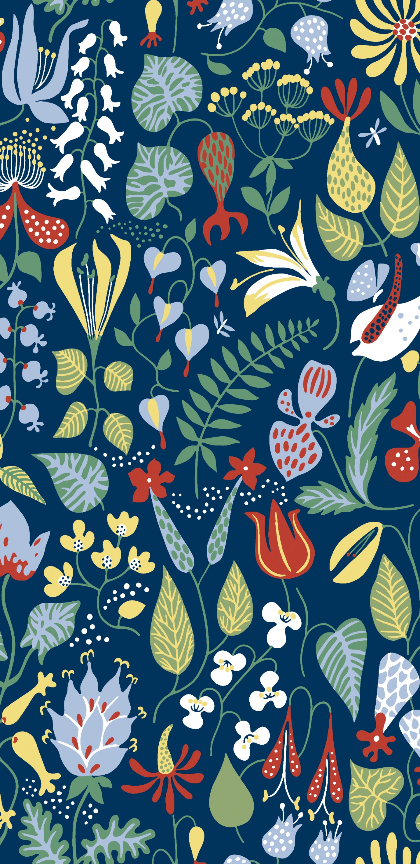 Textile Floral Bleu Blanc et Orange. Wallpaper in 1440x2960 Resolution