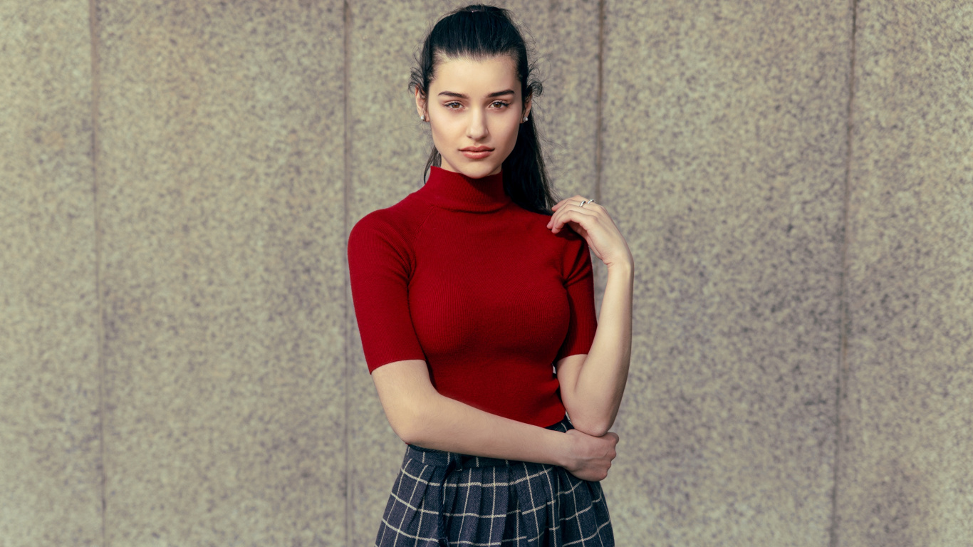 Clothing, Plaid, Shoulder, Tartan, Red. Wallpaper in 1366x768 Resolution