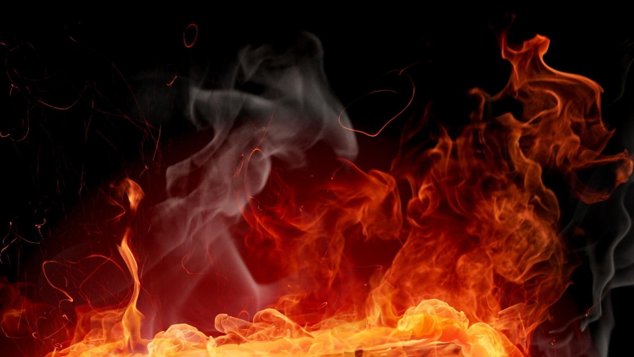 Orange Und Rotes Feuer Digitales Hintergrundbild. Wallpaper in 1280x720 Resolution