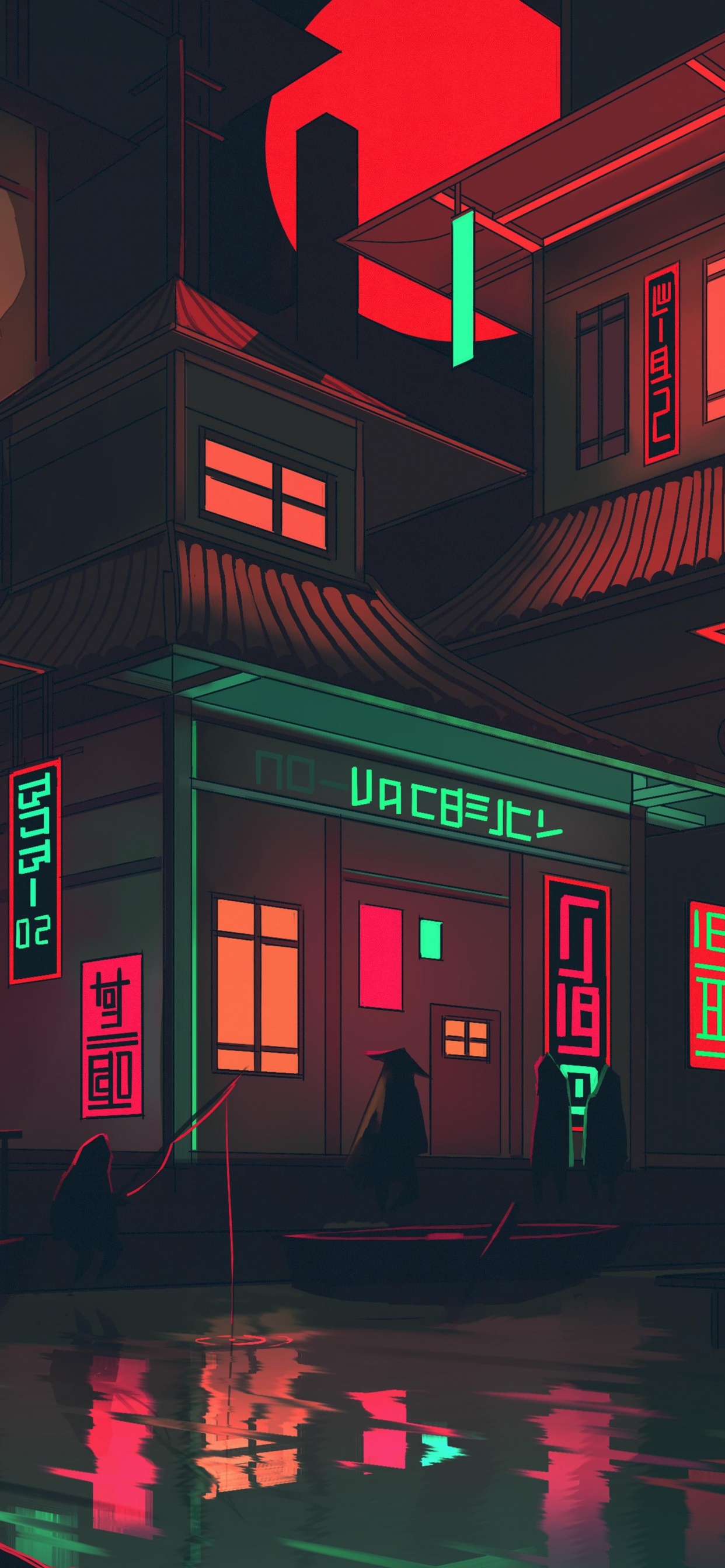 Neon Shallows, Art, Building, Window, Red. Wallpaper in 1242x2688 Resolution