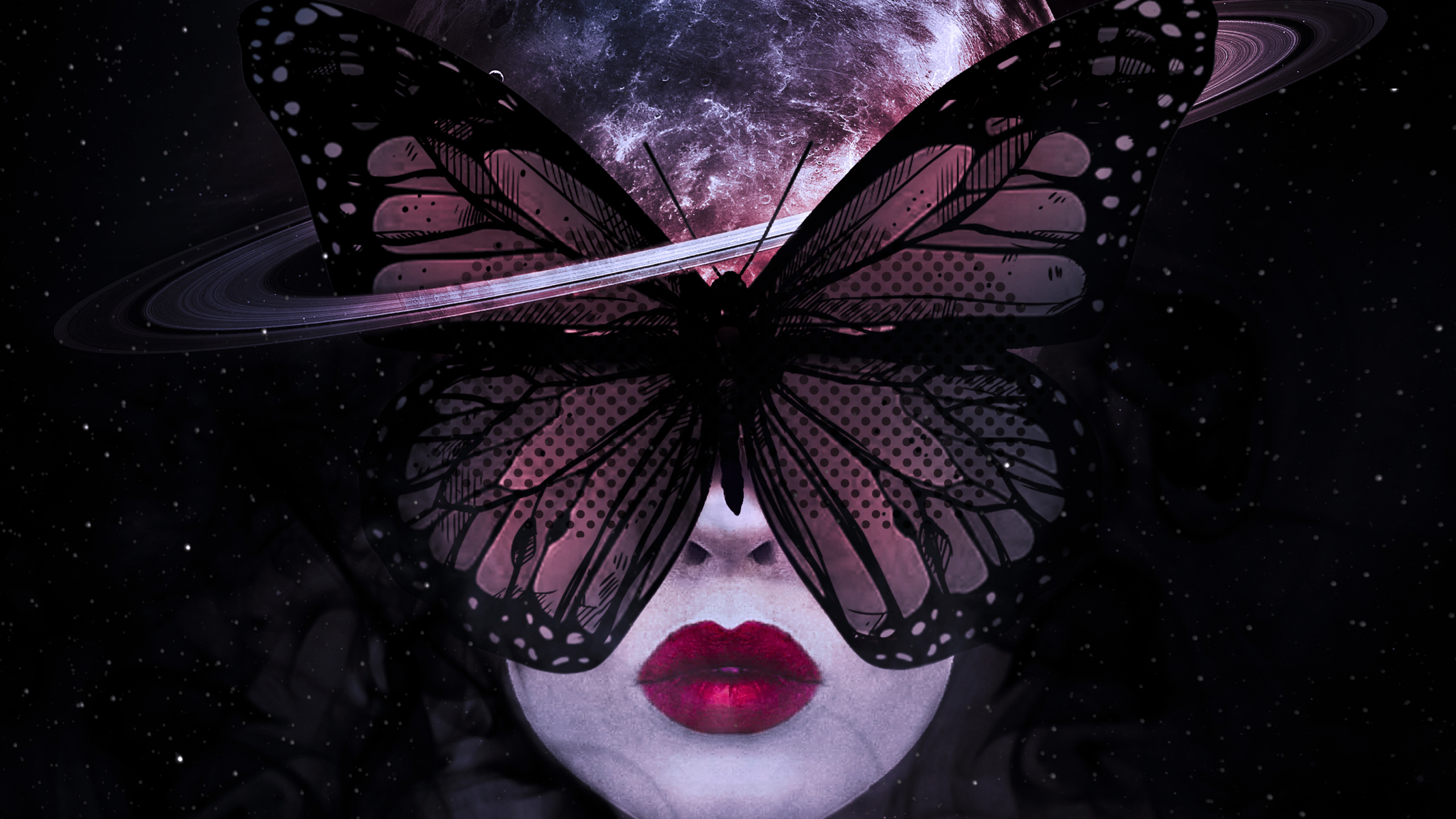 Mariposa Chica Oscura, Arte, Objeto Astronómico, Espacio, Ciencia. Wallpaper in 2560x1440 Resolution