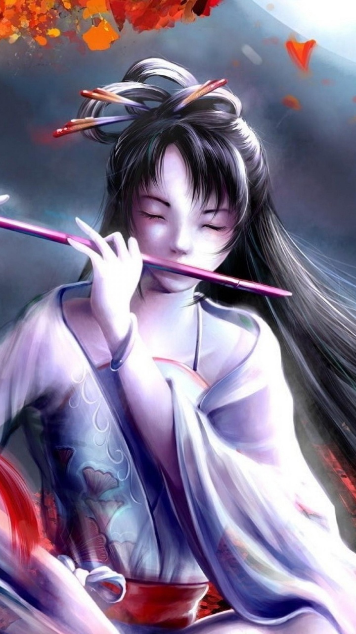 Femme en Robe Blanche Tenant un Arc Rouge Illustration. Wallpaper in 720x1280 Resolution