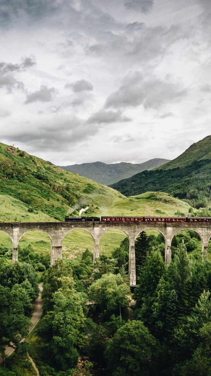 Glenfinnan, Train, Highlands, le Jacobite, Bouclier du Loch. Wallpaper in 720x1280 Resolution