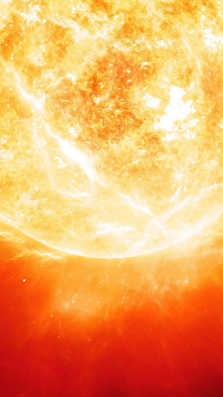 White and Brown Planet in Red Background. Wallpaper in 750x1334 Resolution