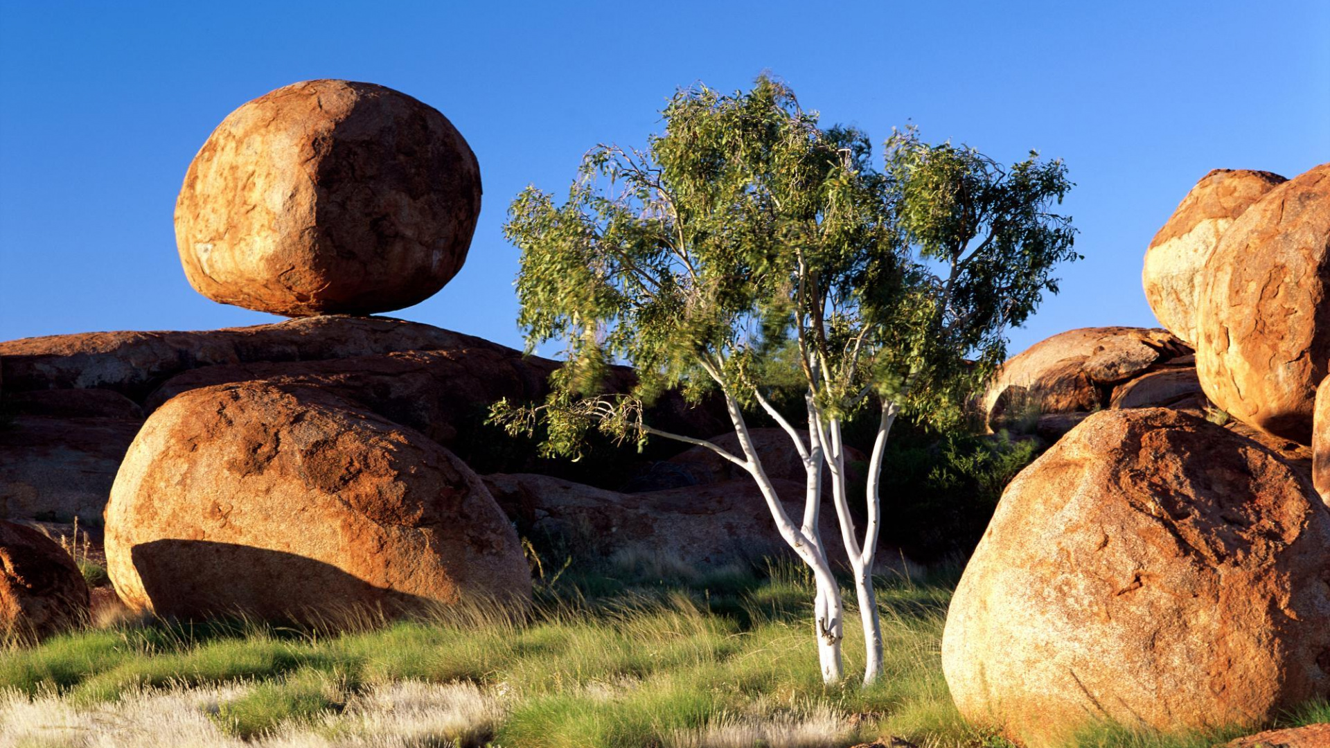 Brown Rock Formation on Green Grass Field During Daytime. Wallpaper in 1920x1080 Resolution