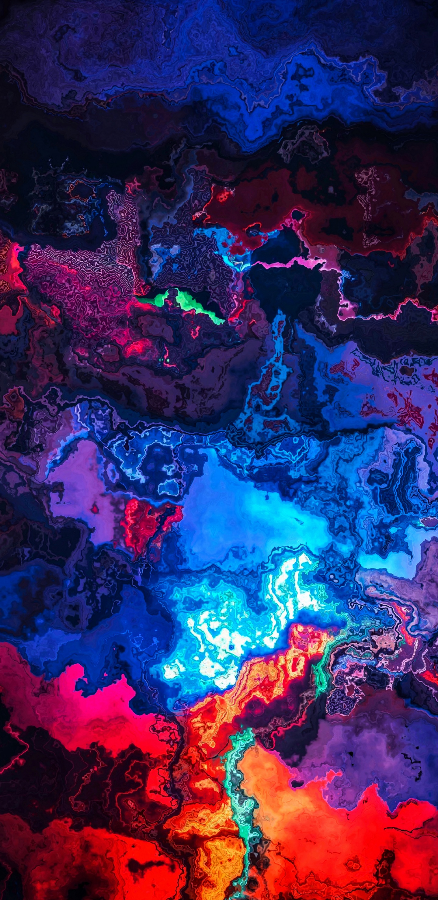 Art, Painting, Colored, Azure, Electric Blue. Wallpaper in 1440x2960 Resolution