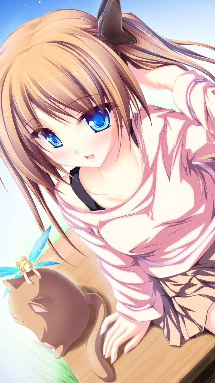Brown Haired Female Anime Character. Wallpaper in 750x1334 Resolution
