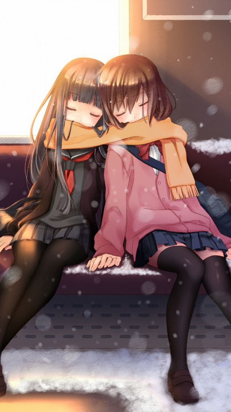 Femme en Chemise à Manches Longues Rose et Pantalon Noir Assis Sur un Banc. Wallpaper in 750x1334 Resolution