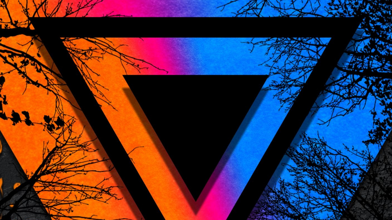 Triangle, Visual Arts, Graphic Design, Colorfulness, Purple. Wallpaper in 1366x768 Resolution