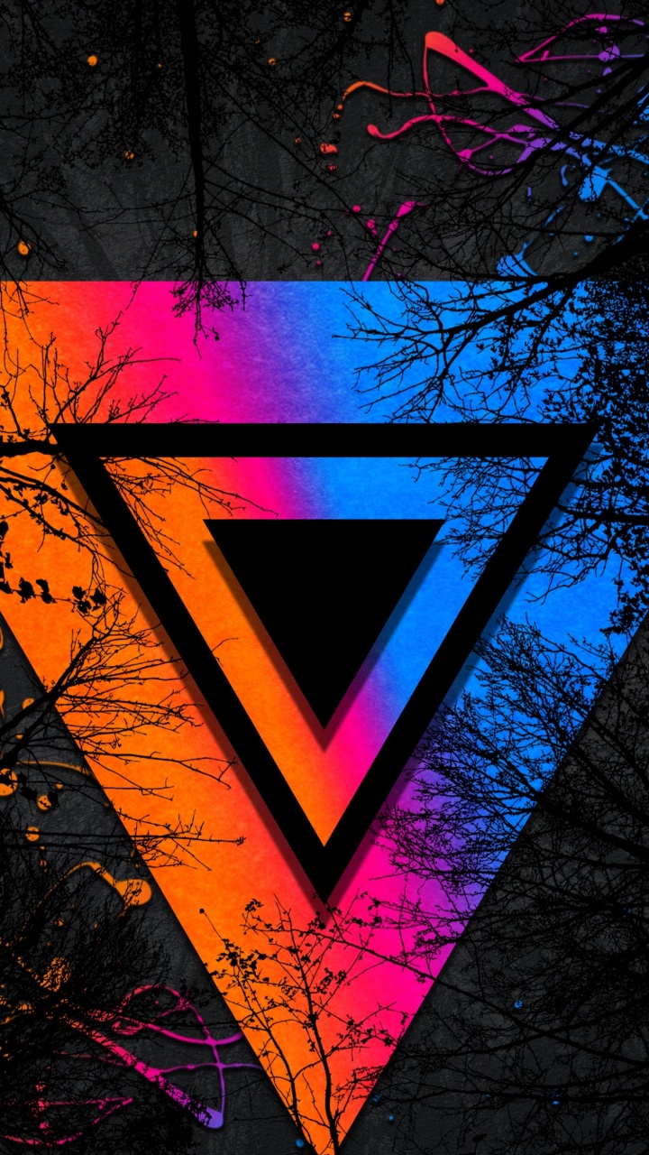 Triangle, Visual Arts, Graphic Design, Colorfulness, Purple. Wallpaper in 720x1280 Resolution