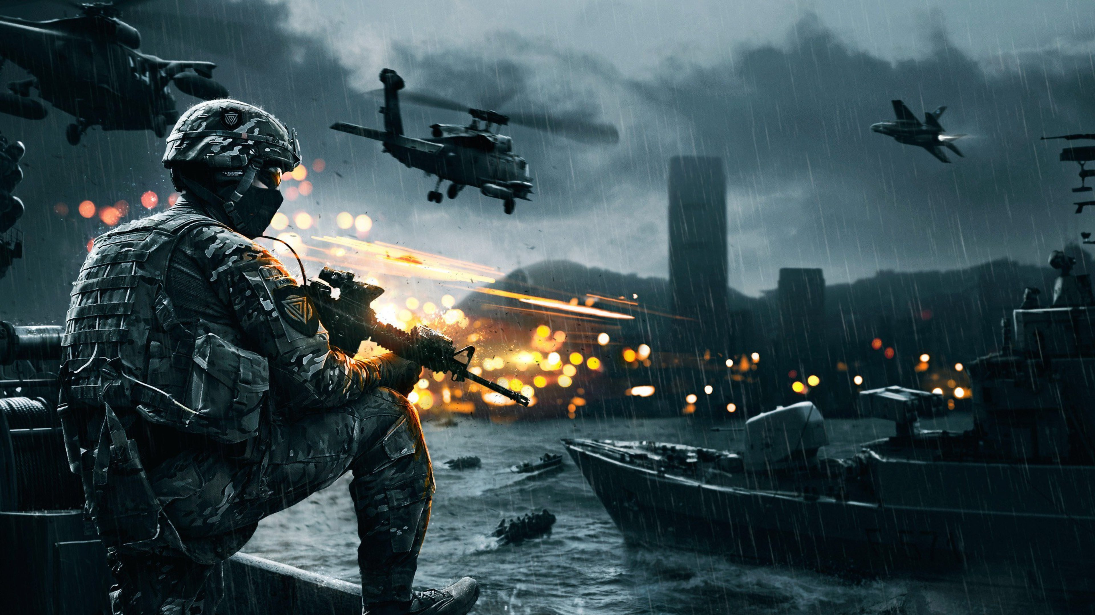 Digital Compositing, Action Adventure Game, Shooter Game, Military Helicopter, pc Game. Wallpaper in 3840x2160 Resolution