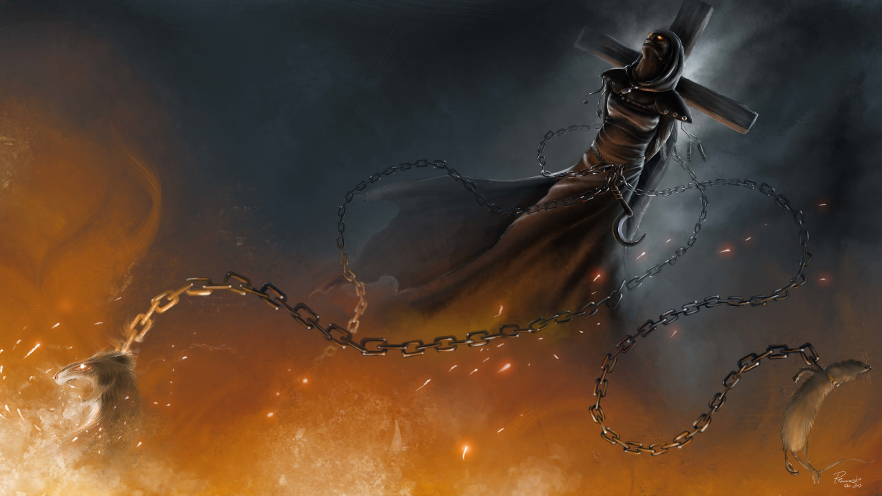 Mujer en Vestido Negro Con Alas Ilustración. Wallpaper in 1280x720 Resolution