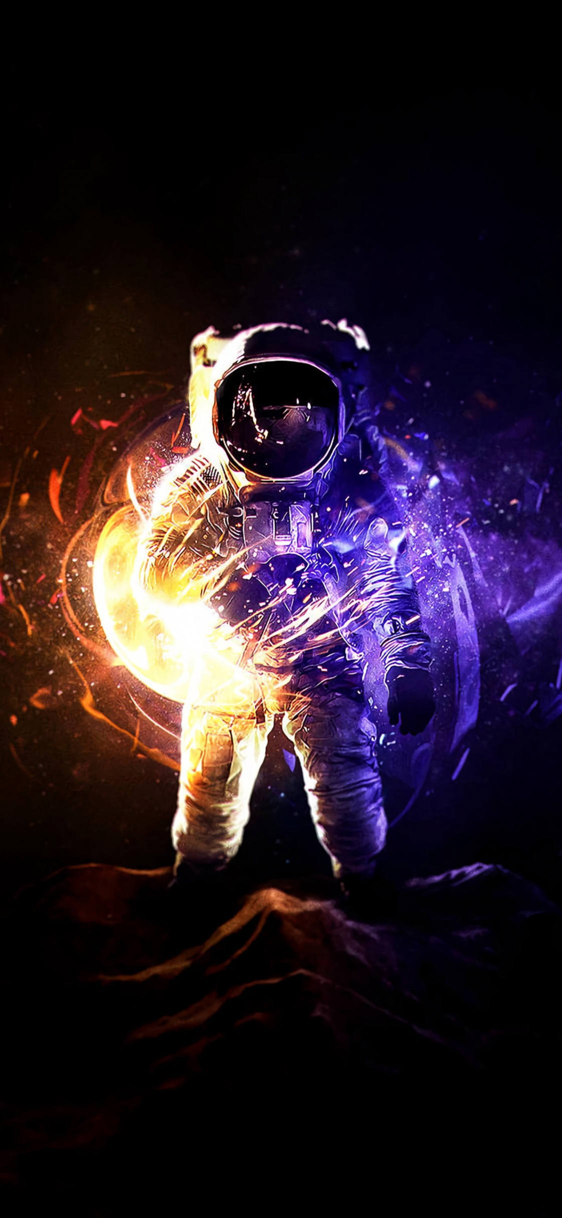 光, 电蓝色的, 空间, 数码艺术, 画家 壁纸 1125x2436 允许