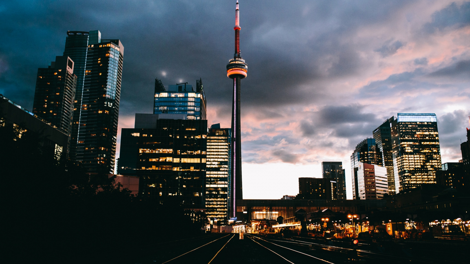 City Skyline Under Gray Cloudy Sky During Daytime. Wallpaper in 1920x1080 Resolution