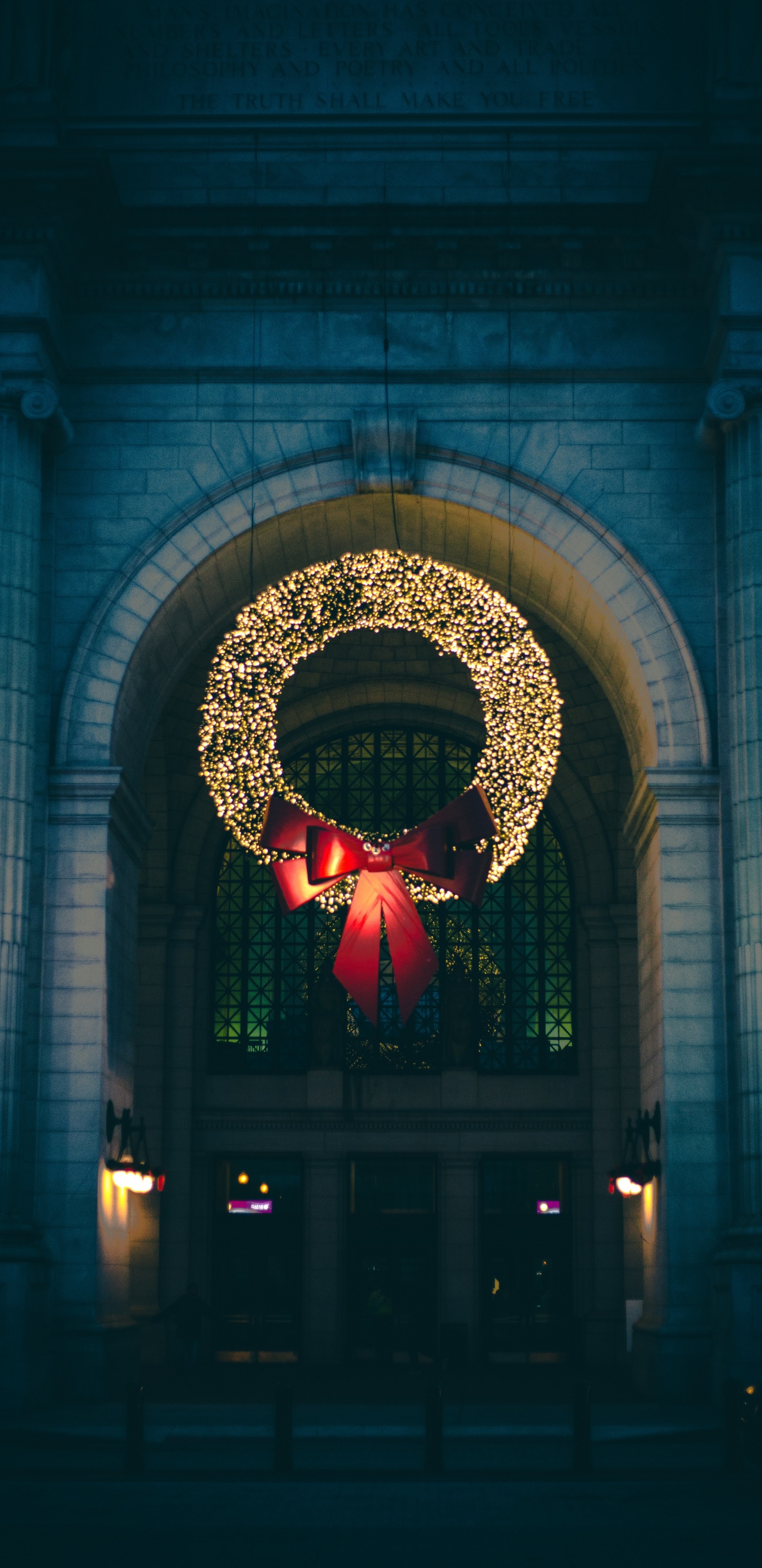 Weihnachten, Licht, Architektur, Nacht, Baum. Wallpaper in 1440x2960 Resolution