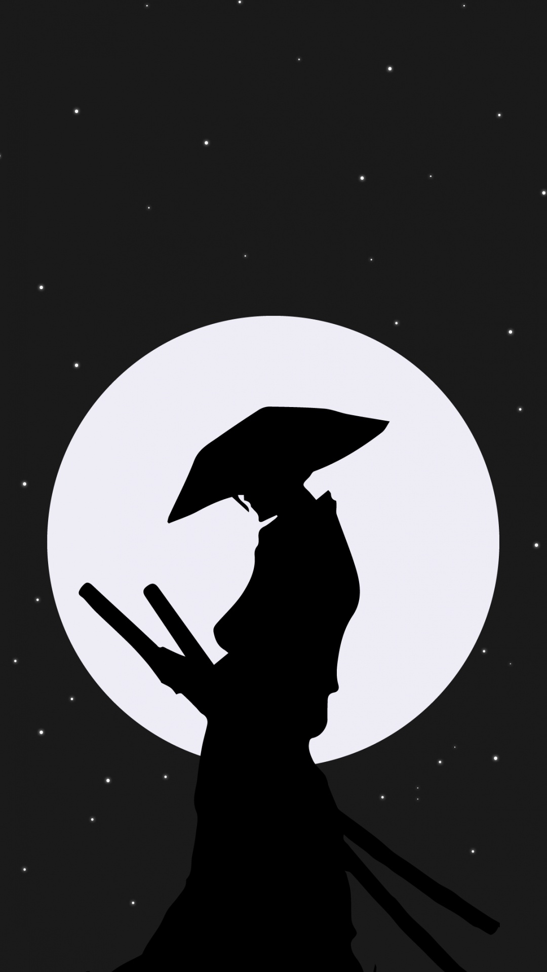 Samouraï, Espace, Noir et Blanc, Silhouette, Illustration. Wallpaper in 1080x1920 Resolution