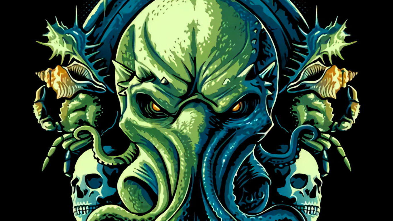 Cthulhu, Camiseta, la Llamada de Cthulhu, Camisa, Cabeza. Wallpaper in 1366x768 Resolution