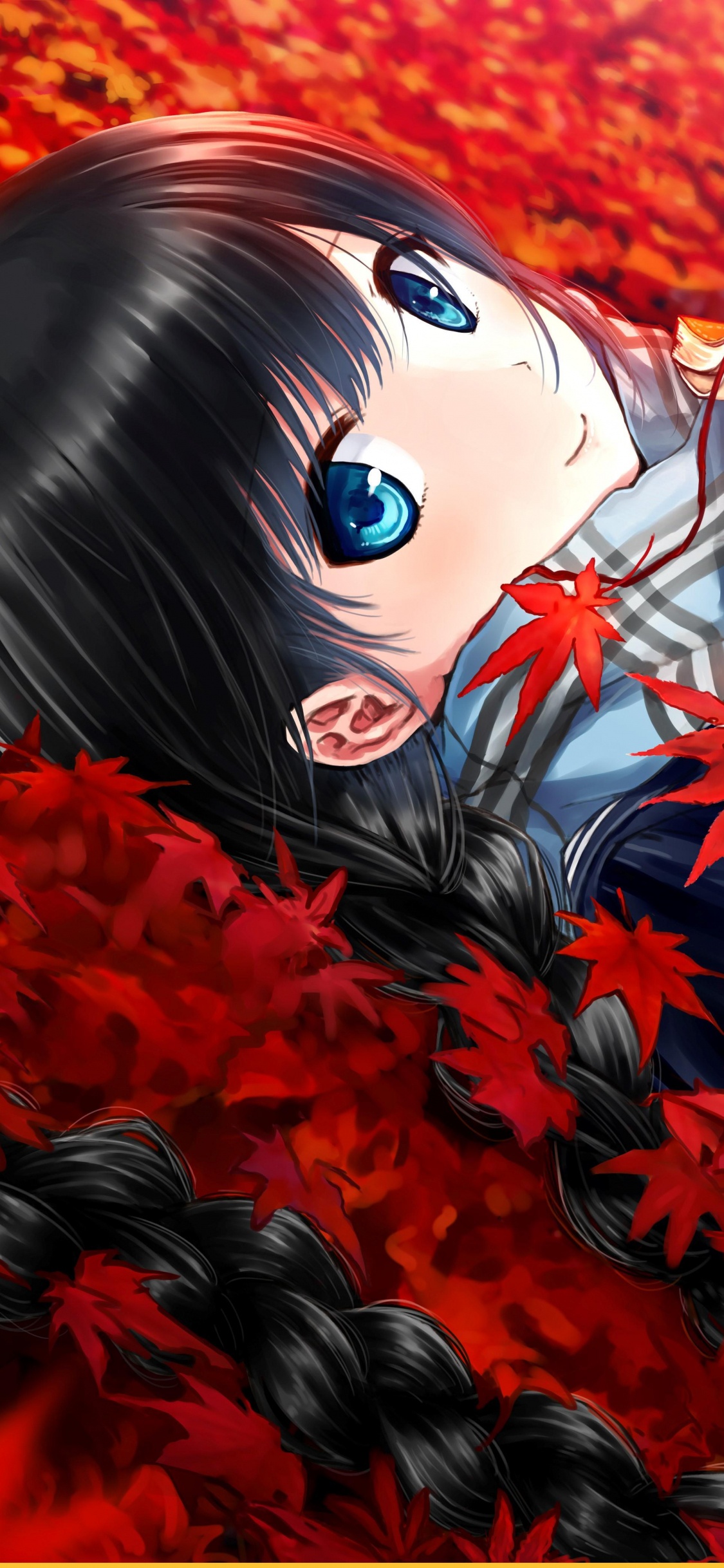 Frau im Schwarz-orangefarbenen Langarmhemd Bedeckt Ihr Gesicht Mit Ihren Händen. Wallpaper in 1125x2436 Resolution