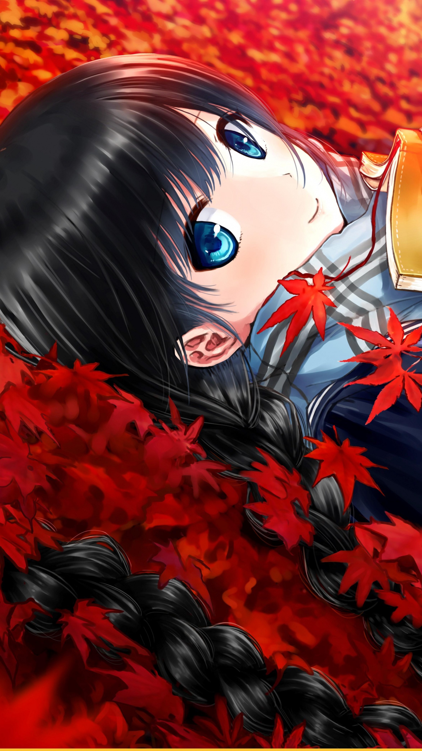 Femme en Chemise à Manches Longues Noir et Orange Couvrant Son Visage Avec Ses Mains. Wallpaper in 1440x2560 Resolution