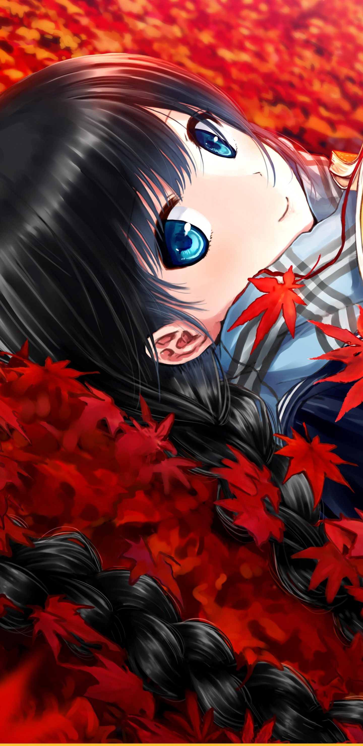 Femme en Chemise à Manches Longues Noir et Orange Couvrant Son Visage Avec Ses Mains. Wallpaper in 1440x2960 Resolution