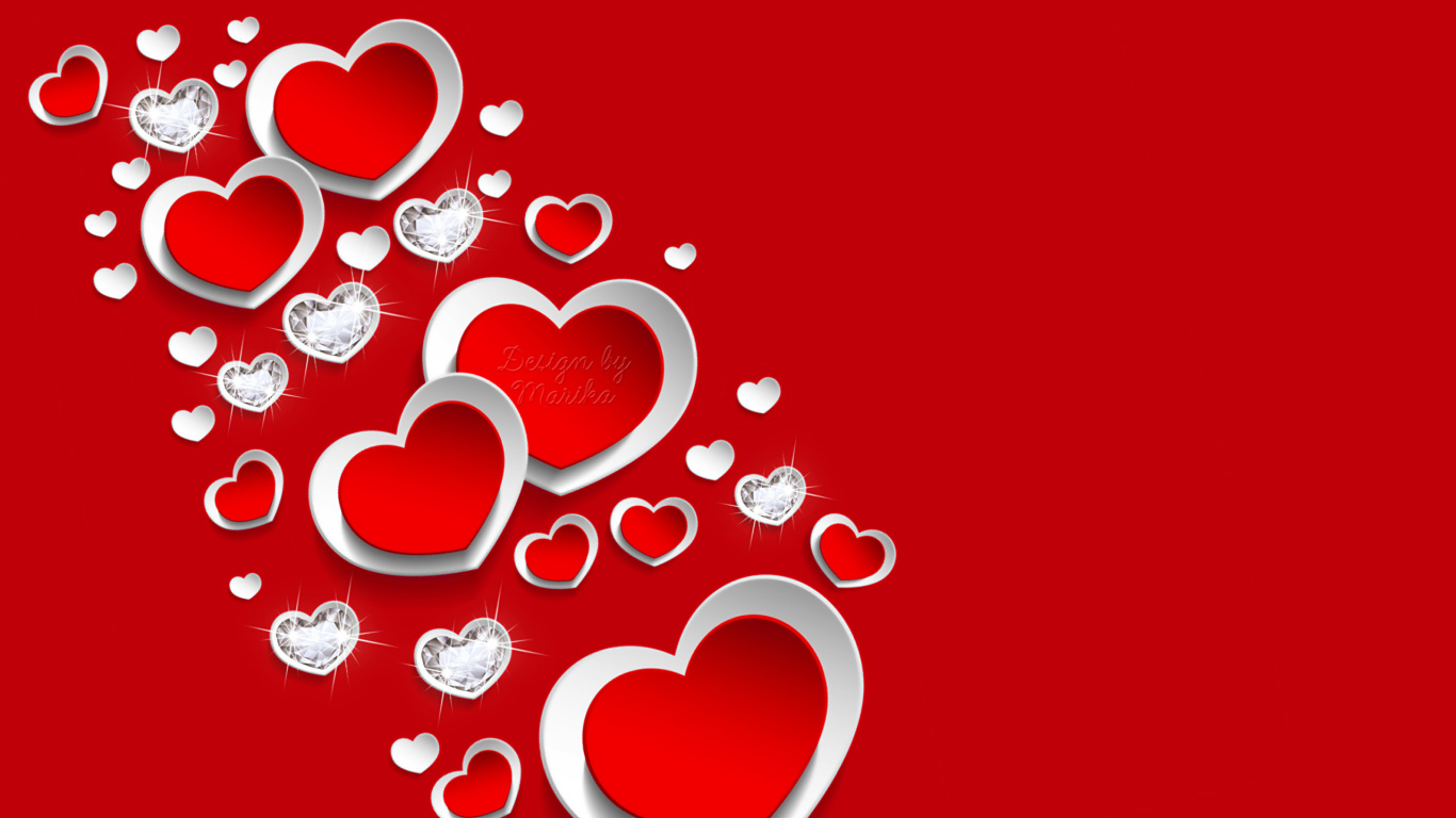 Heart, Valentines Day, Red, Text, Love. Wallpaper in 1366x768 Resolution