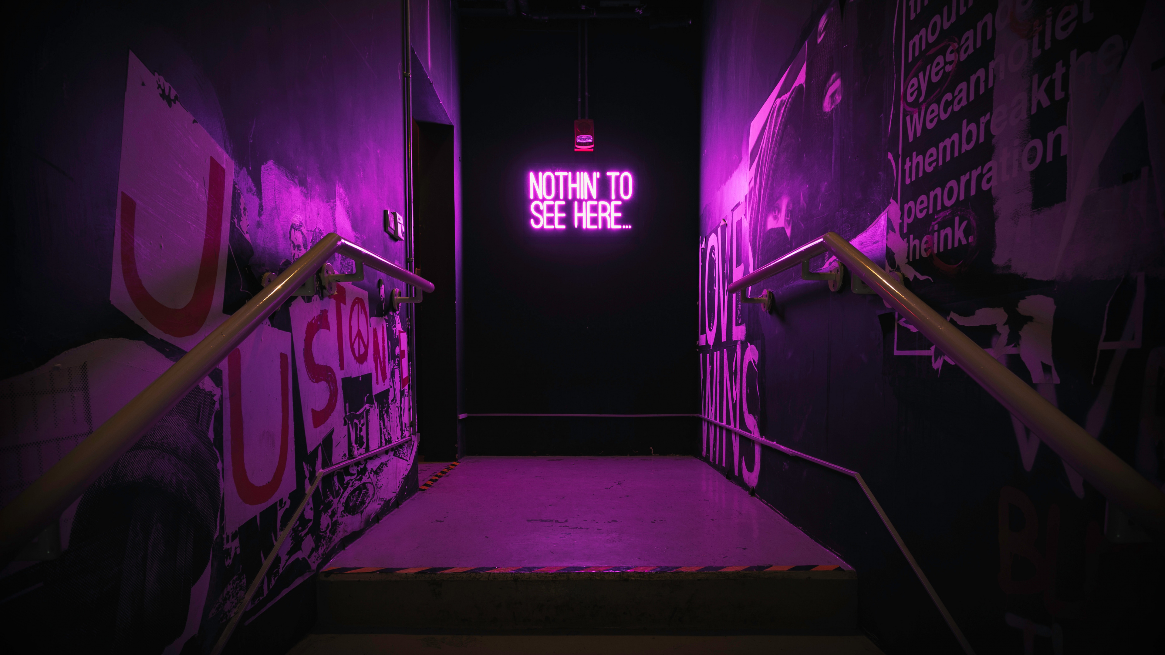 Neon, la Iluminación de Neón, Morado, Escalera, Violeta. Wallpaper in 3840x2160 Resolution