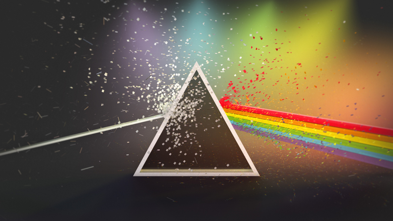 Pink Floyd, Die Dunkle Seite Des Mondes, Dreieck, Grafik-design, Raum. Wallpaper in 1366x768 Resolution