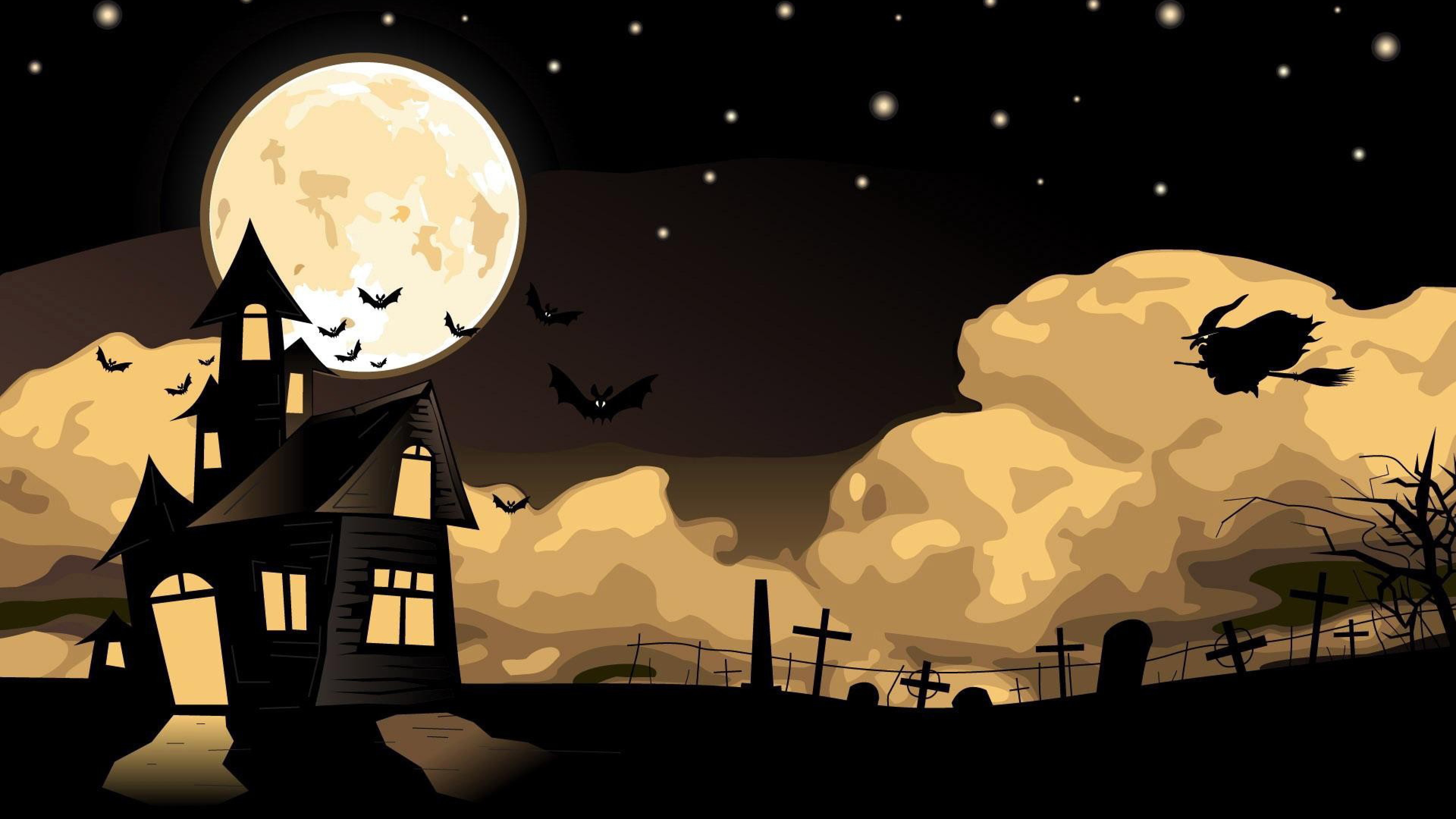 Cartoon, Illustration, Moon, Art, Night. Wallpaper in 3840x2160 Resolution