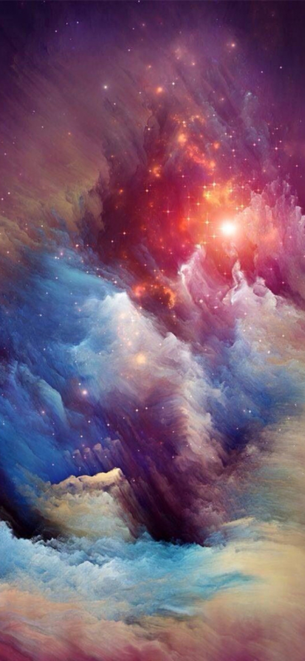 Peinture Abstraite Bleu Blanc et Rouge. Wallpaper in 1242x2688 Resolution