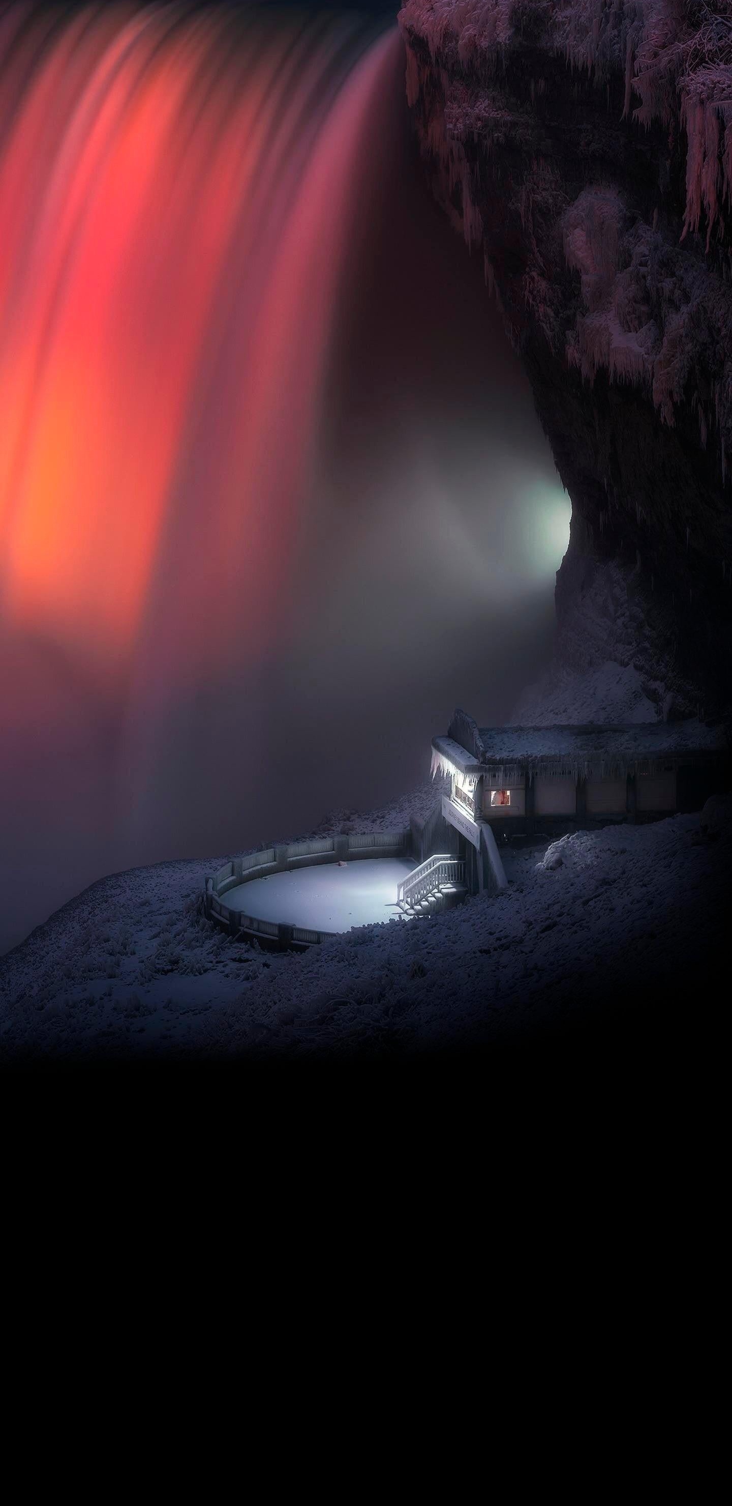 Nature, Cascade, L'éclairage Automobile, Gaz, de Teintes et de Nuances. Wallpaper in 1440x2960 Resolution