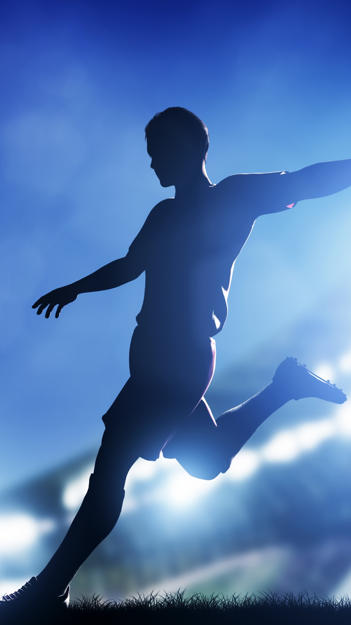 Man in Black Shorts Playing Soccer Ball. Wallpaper in 1440x2560 Resolution
